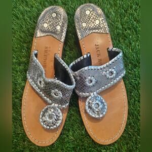 Jack Rogers Women's Silver Grey Wedge Sandals Sz 8 FLAWS